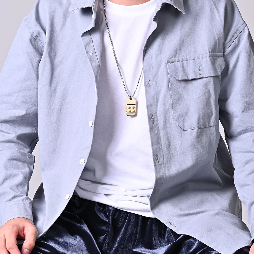 Punk Titanium Steel Dog Tag Pendant Charm Link Chain Necklace for Men Black Gold Color Hip Hop Steel Necklace