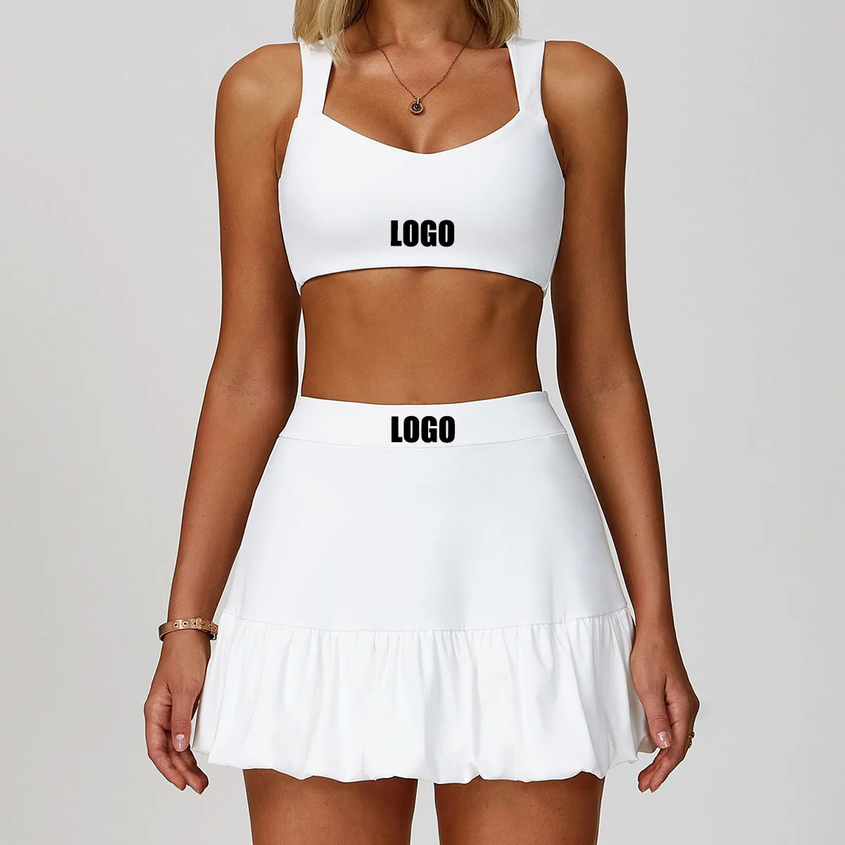 Customized LOGO women's nude yoga quick-drying breathable sports and leisure suit running sports cycling tennis fitness suit