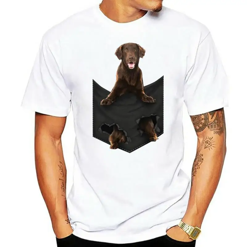 Men T Shirt Flat Coated Retriever Pocket Mid T Shirt Women T-Shirt