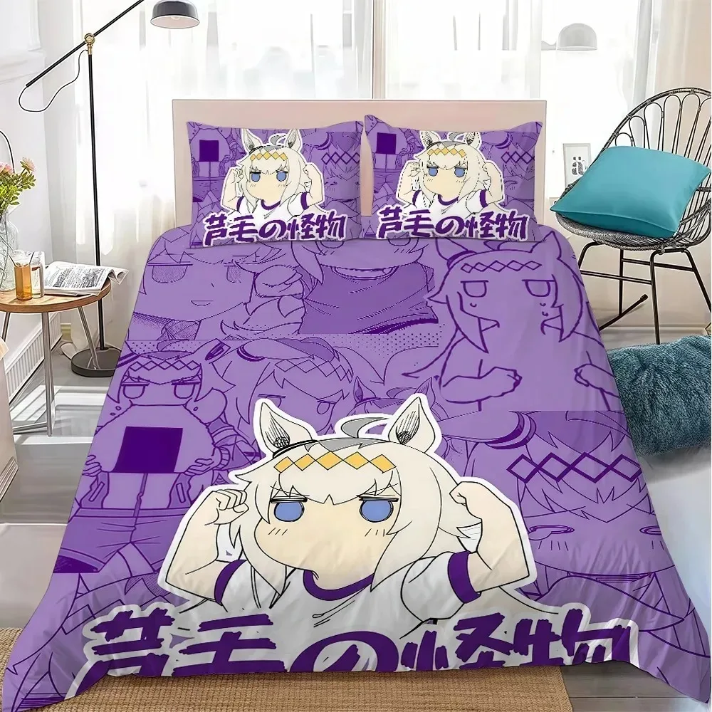 3dカートゥーンu-umamusume-プリティーダービー掛け布団カバーと枕カバー、シングル-ダブル寝具セット、男の子と女の子のための寝室装飾ギフト