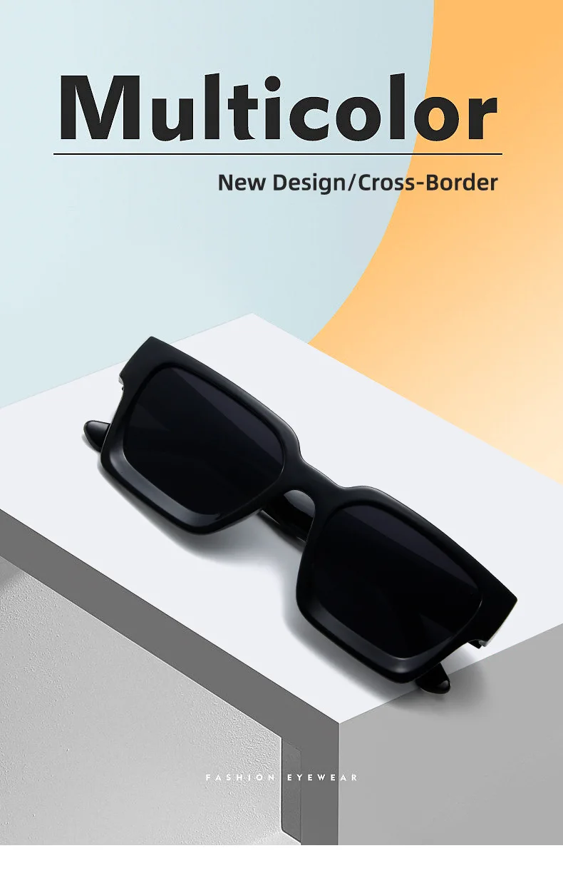 Neue Vintage-Sonnenbrille für Damen und Herren, Quadratischer PC-Rahmen, Marken-Designer Retro-Shades, Modische Sonnenbrille ﻿ für Männer – Detail 4