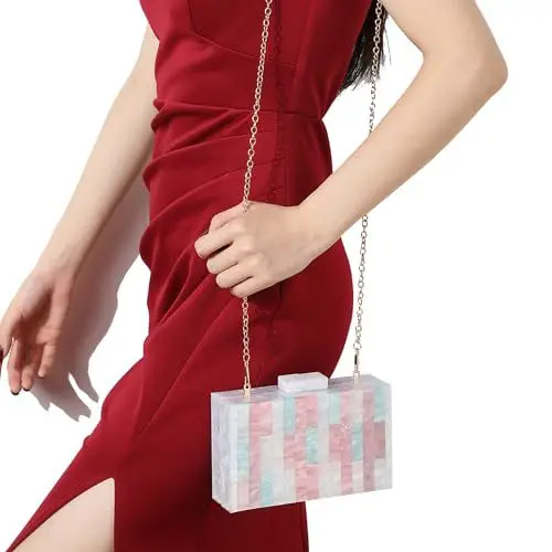 السيدات عشاء حقيبة اللون الربط الاكريليك موضة الاتجاه حقيبة يد سلسلة حقيبة كتف حقائب اليد السيدات Pochette Soirée فام Mariage #5