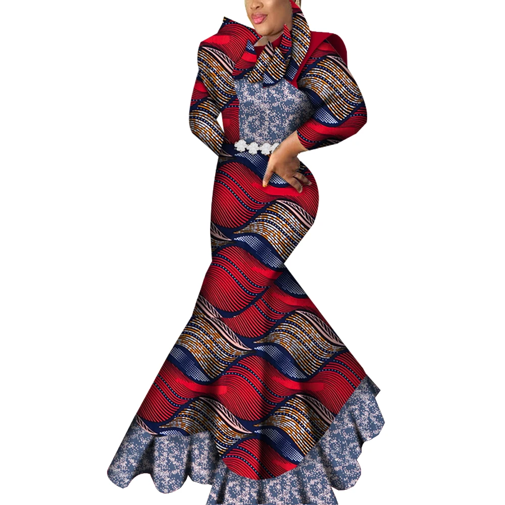 Ankara Dresses for Women Evening Party Long Robe Africaine African Print Bodycon Dashiki Dress African Clothes for Women WY7093