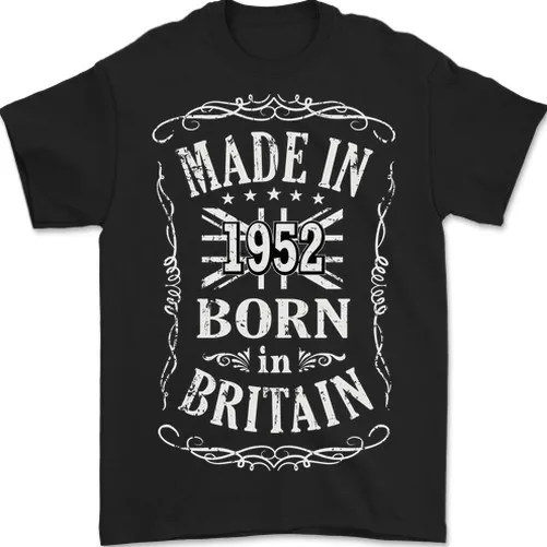 Мужская футболка Born In Britain на 7th Birthday Made 1952 года, 100 хлопок. Мужская футболка Born In Britain на 7th Birthday Made 1952 года, 100 хлопок.