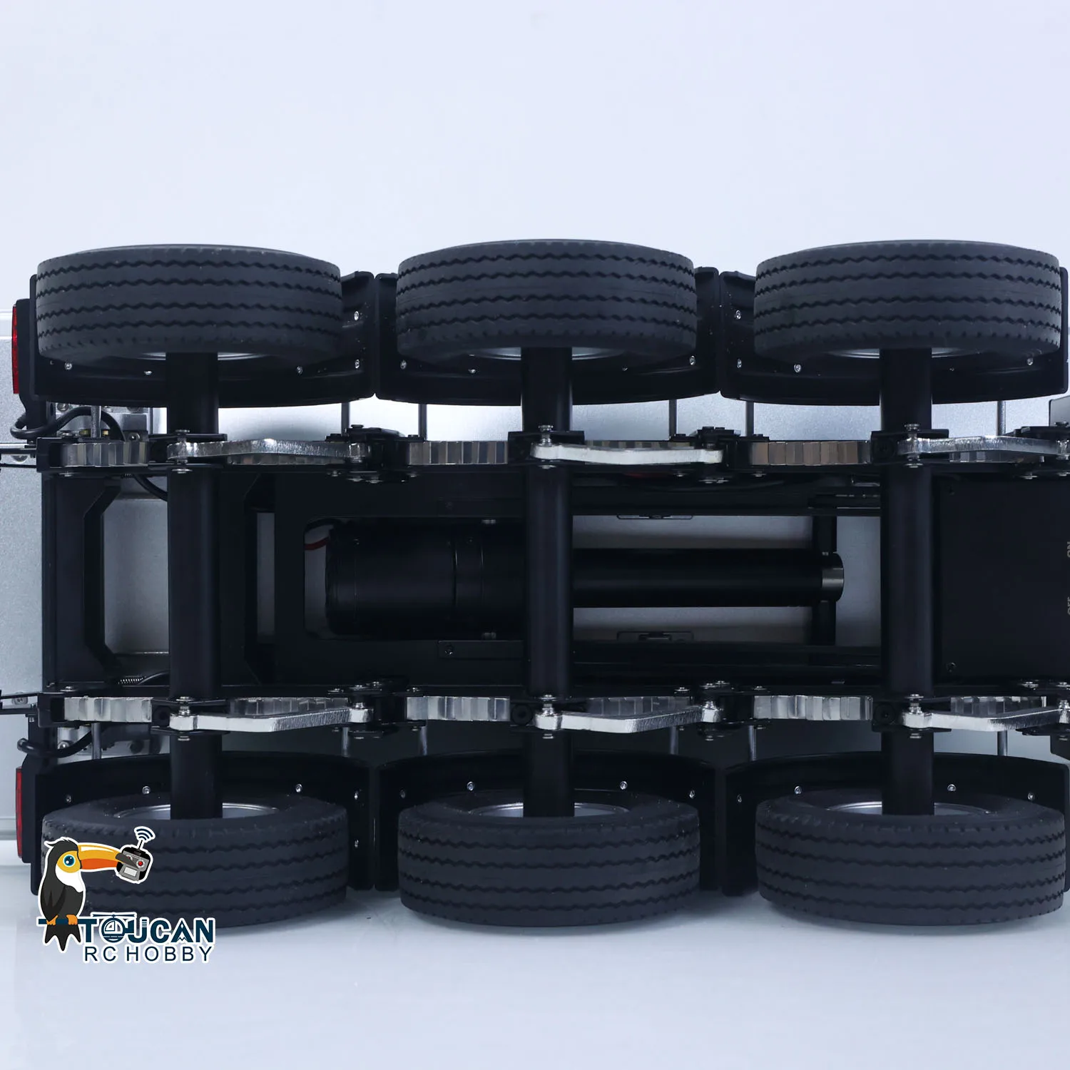 1/14 Kabolite Control remoto de Metal 3 ejes elevación eléctrica Semi RC remolque volquete para juguetes Radio Tractor camión SC 770S 100 Coche