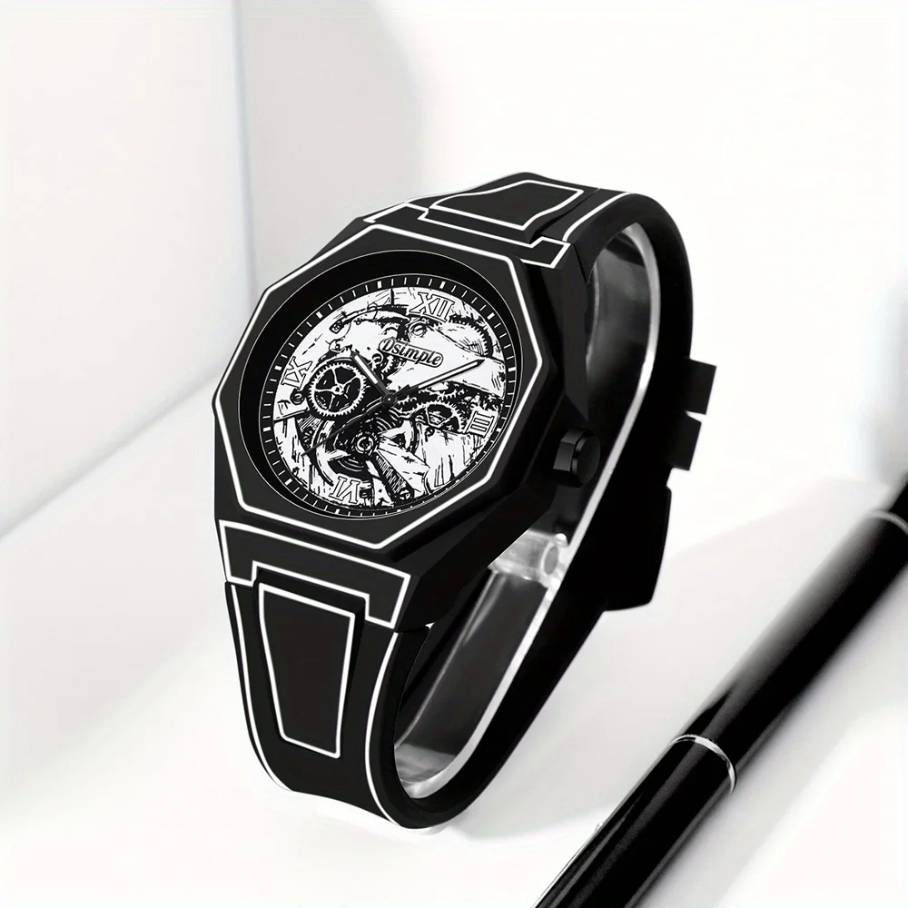 Elegant men Quartz Watch - Silicone Strap, Analog Display, , Ideal for Casual Wear | Modern Casual Watch | Silicone Strap Watch