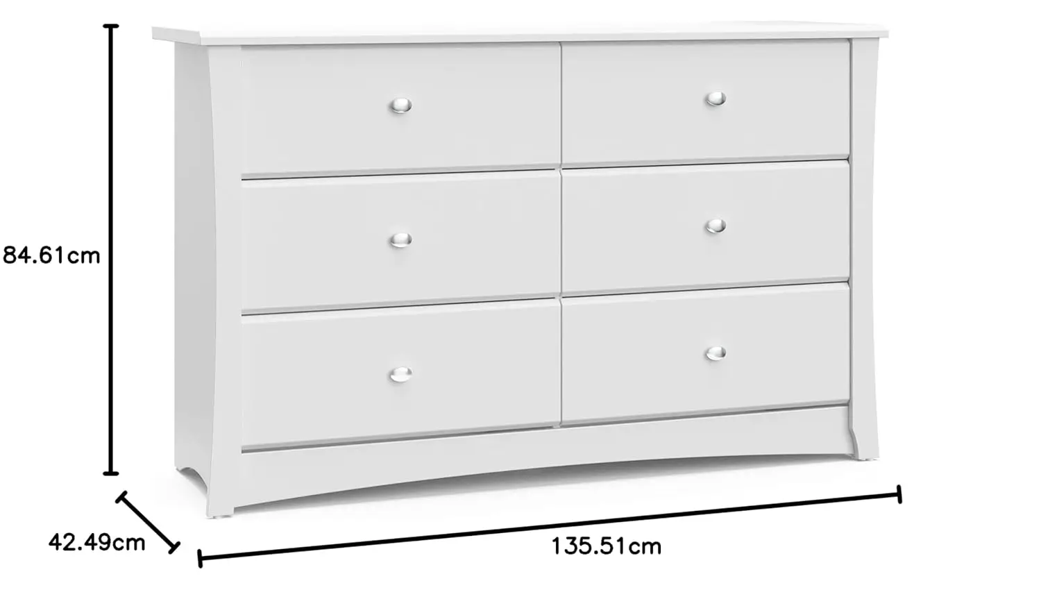 6 Drawer Double Dresser (White) –  Certified, Kids Dresser Drawer Organizer For Nursery