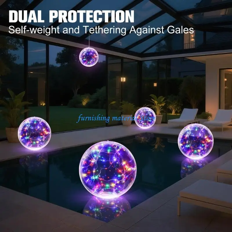 Y5GD Pool Light with Solar Charging, Inflatable LED Floating Ball for Garden, Patio and Evening Outdoor Decor