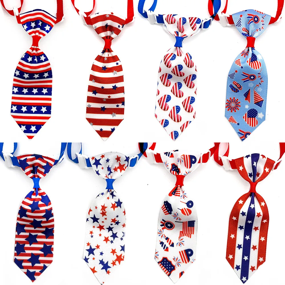 50pcs Pet Dog Tie Star Style Pet Supplies American Independence Day Small Dog Cat Accessories Pet Bow Tie Neckties Dog Bows