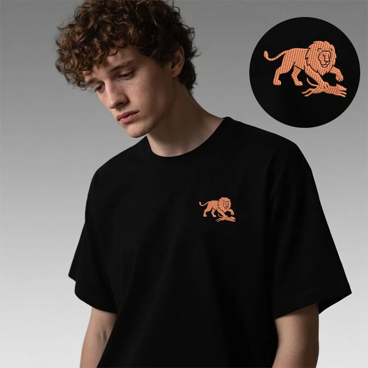 

Fierce Men Women T-Shirt Y2K Vibe Embroidery Luxury Cotton Top Tees Comfy Embroideried Lion Design Outings Trendy T-Shirts
