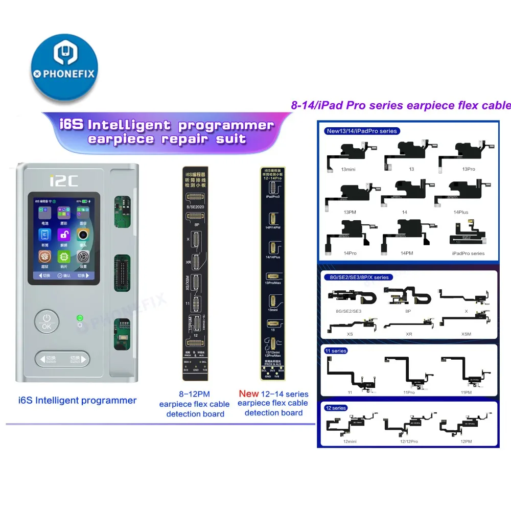 i2C i6S Receiver FPC Detection Board Earpiece Proximity Sensor Flex Cable For iPhone 8 -14PM / iPad Pro True tone Face ID Repair