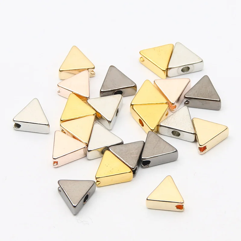 Gold Color/Silver Color Plated Metal Triangle Beads With Hole Copper Spacer Beads for Jewelry Making DIY Bracelet Accessories