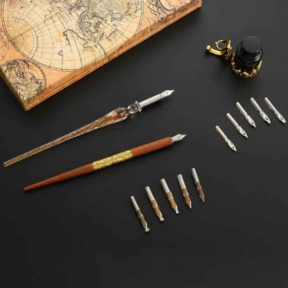 Modern Glass Dip Pen Set Starry Sky Creative Calligraphy Tool Elegant Stationery Gift For Students Writing Drawing
