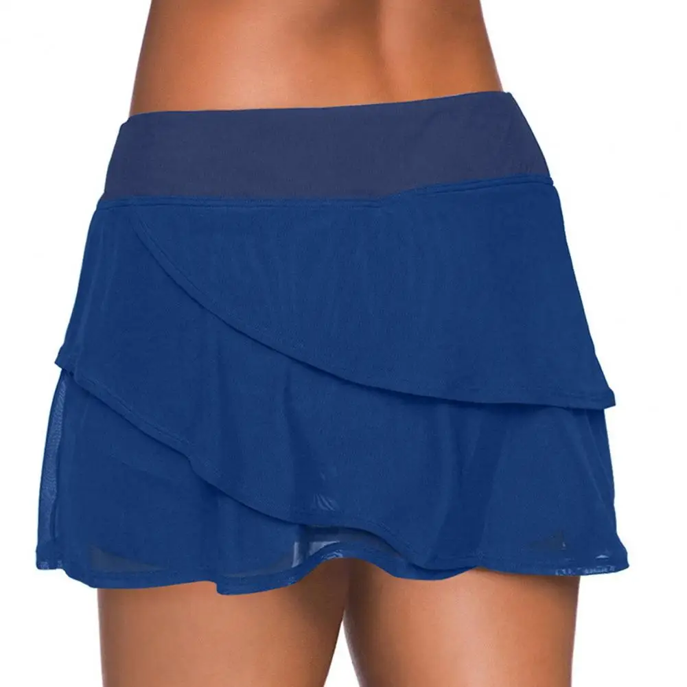Swim Shorts Solid Color Ruffles Summer Simple Slim-fitting Boardshorts for Swimming