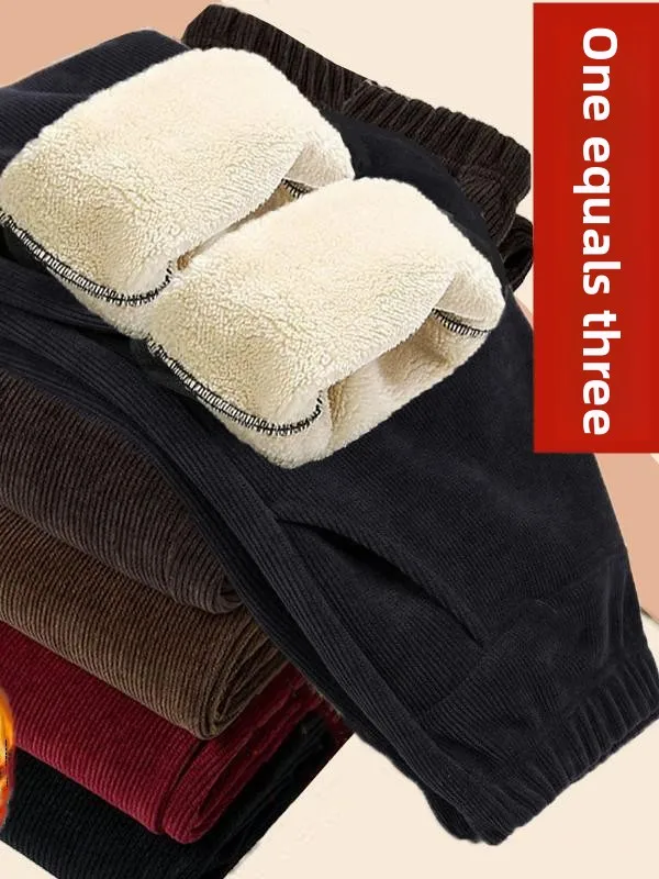 Harlan-broek van lamsfluweel met hoge taille, Fce-gevoerde vrijetijdsbroek voor dames, herfst-winterbroek met rechte pijpen