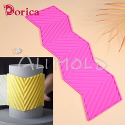 Geometric Patterns Cake Border Lace Mat Diagonal Stripes Design Fondant Chocolate Origami Silicone Mold Wedding Cake Decoration