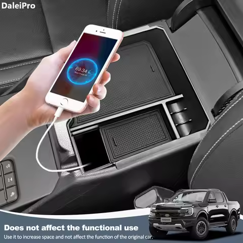 For Ford Ranger 2024 2025 Electric Handbrake Version Armrest Storage Box Glasses Storage Center Console Organizer Tray Raptor