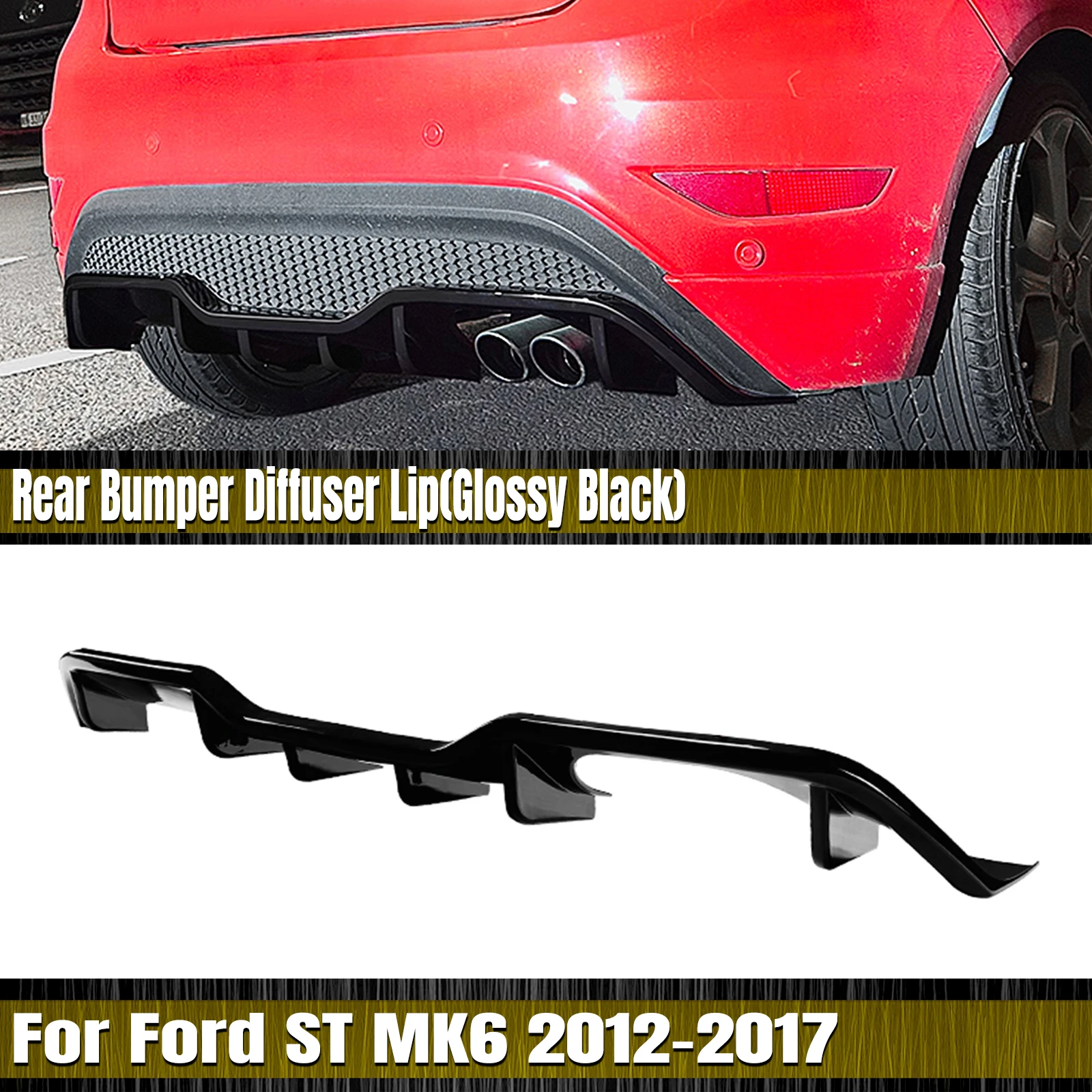 

Car Rear Bumper Diffuser Lip Splitter Lower Boot For Ford Fiesta ST MK6 B-Max B232 2008-2019