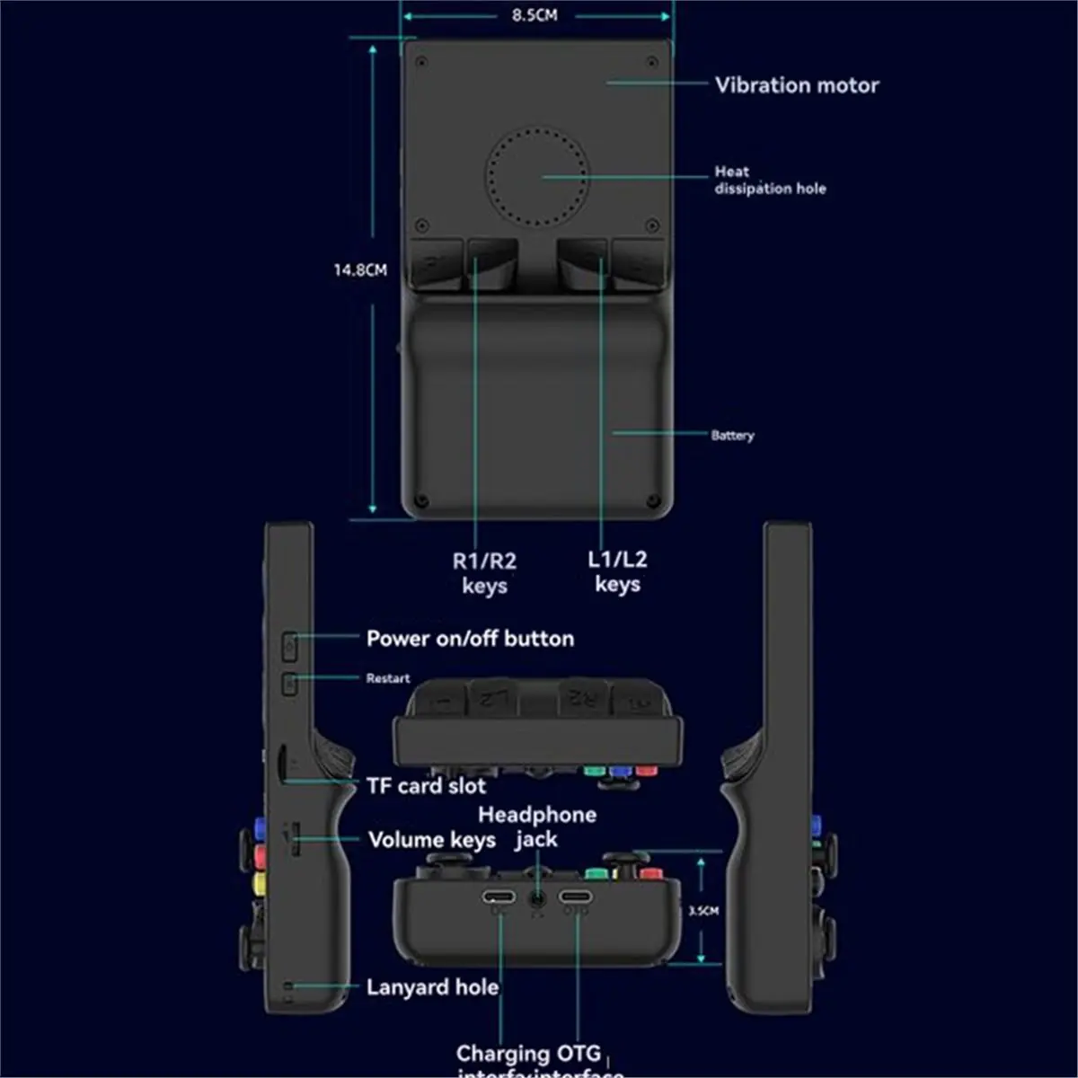 

DC40V Ретро портативная игровая консоль 64 ГБ 3,5-дюймовый IPS-экран Портативный карманный видеоплеер поддерживает 30+ эмуляторов A