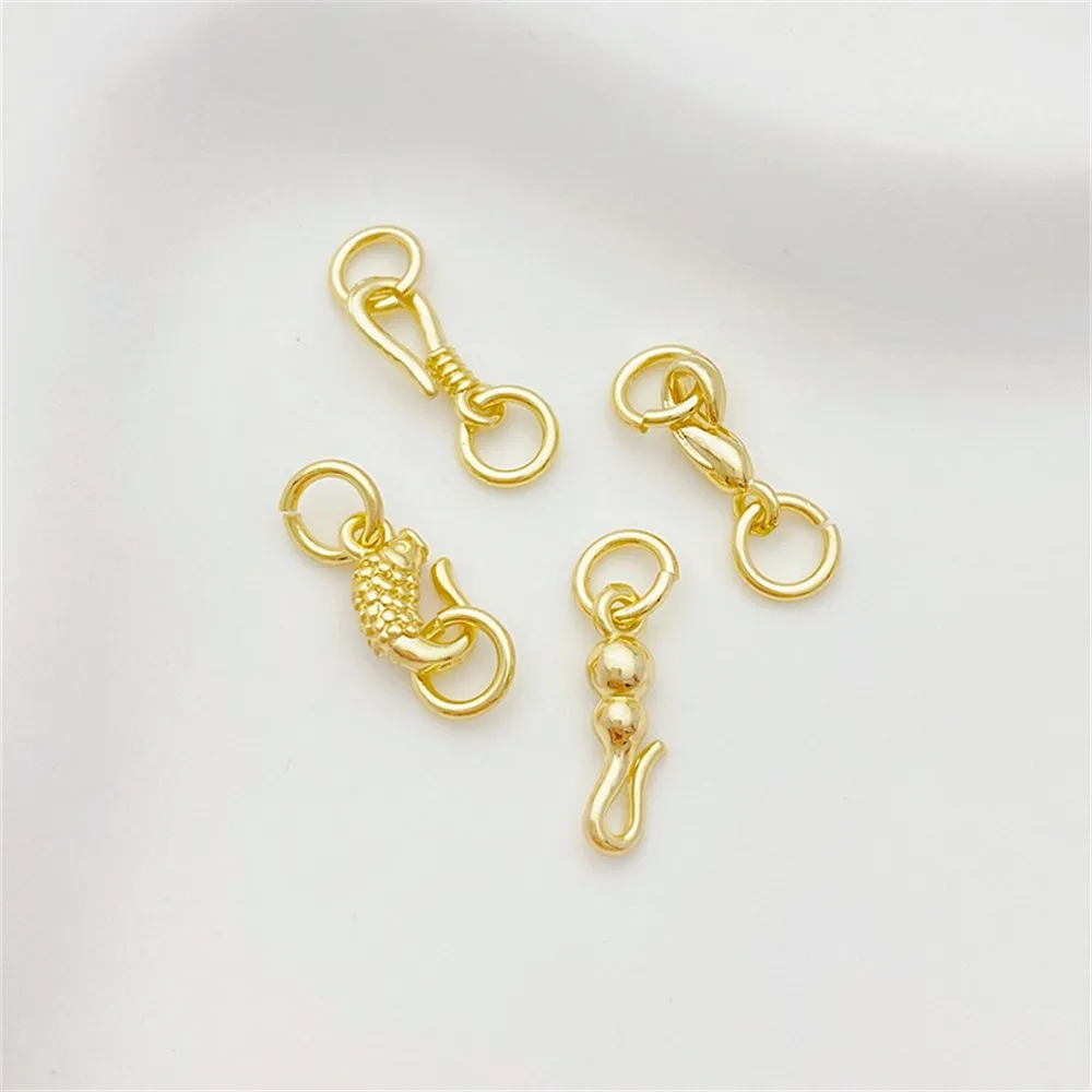 

14K Gold Color Carp Dolphin Double Ring Connection Accessories Handmade DIY Bracelet Necklace Jewelry Buckle Material Accessorie