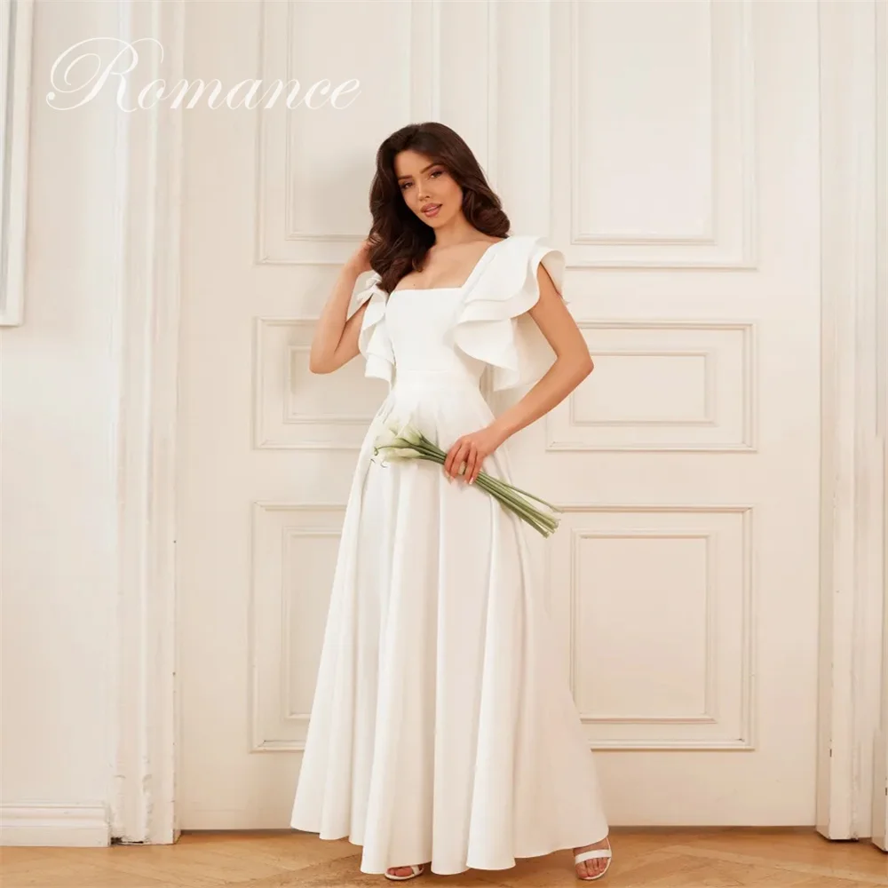 Nowoczesna suknia ślubna w kształcie litery A z kwadratowym dekoltem, plisowana, damska, bez pleców, bez rękawów, z odkrytymi plecami, suknia ślubna Vestidos De Novia, możliwość personalizacji