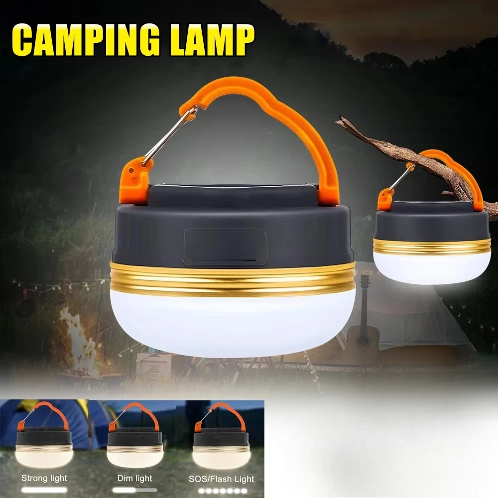 Multifunction LED Camping Lamp Use 3*AAA Battery Tent Lantern With Restractable Hook Outdoor Portable Camping Night Hanging Lamp