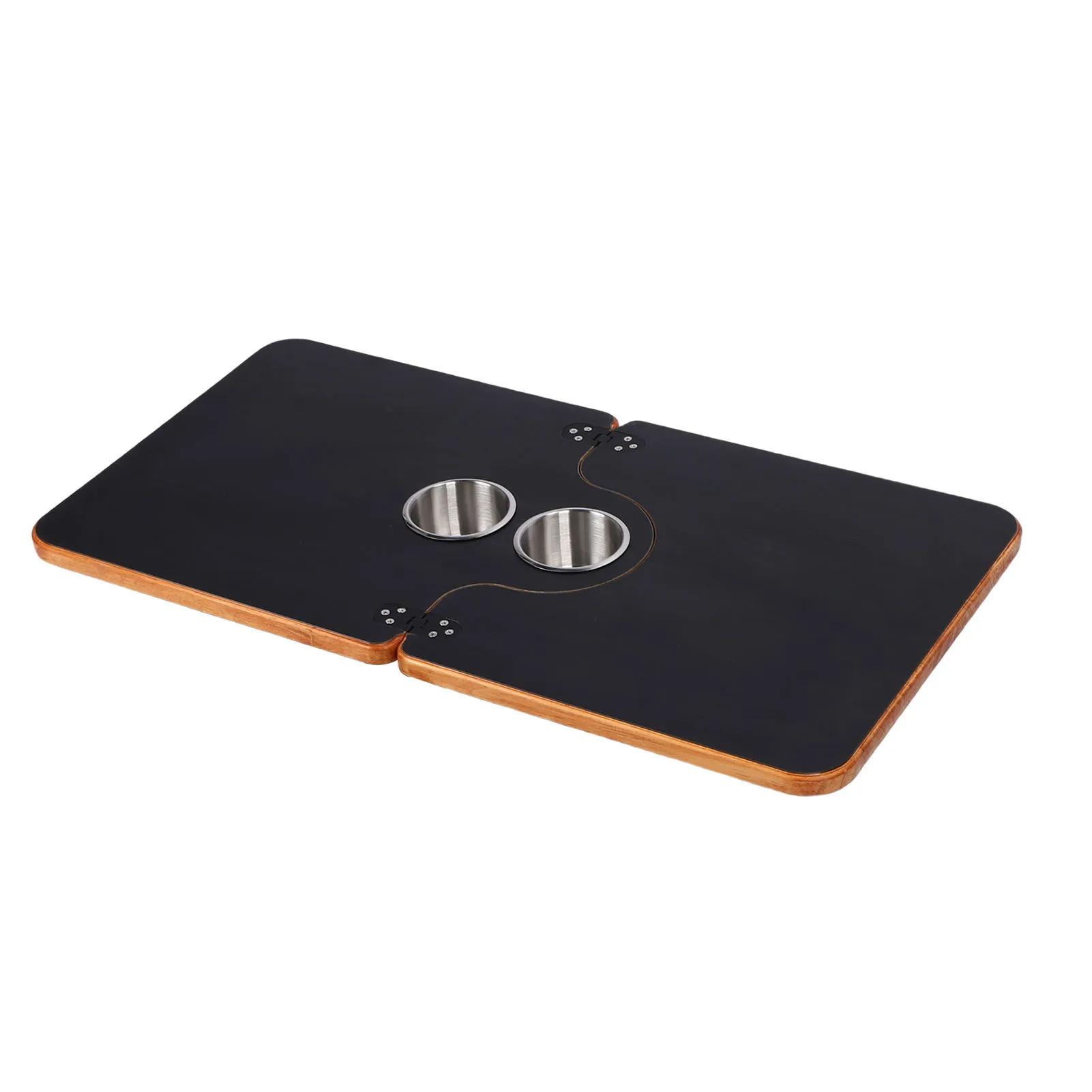 

RV Table Top Replacement with 2 Cup Holders Folding in Half 29.53x15.55in Wood Boat Table Top Panel for Trailer Yacht Deck