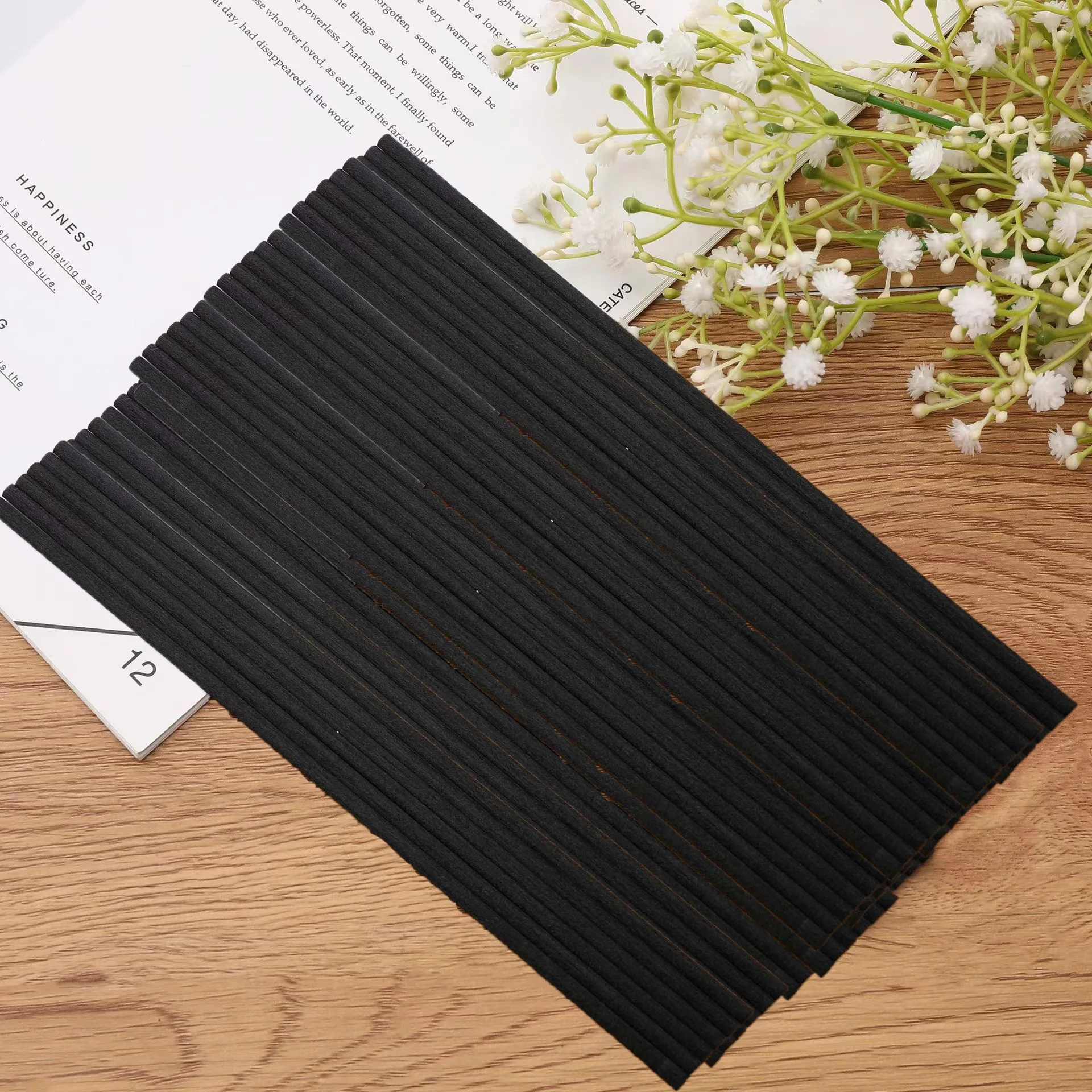 

1000PCS 24cmx3mm High Quality Black Fiber Sticks Essential oil Reed Diffuser Replacement Refill Sticks for Home Fragrance