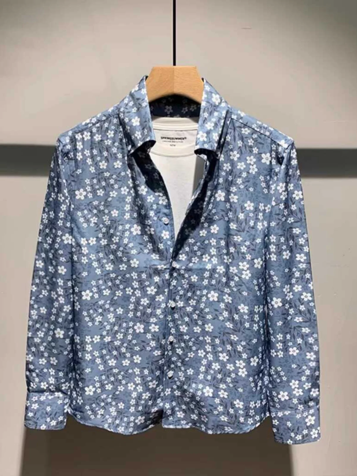 

Мужская рубашка свободного кроя с длинным рукавом и цветочным принтом, тонкая, повседневная, для осени, в городском стиле, коллаборация с Hairdrer