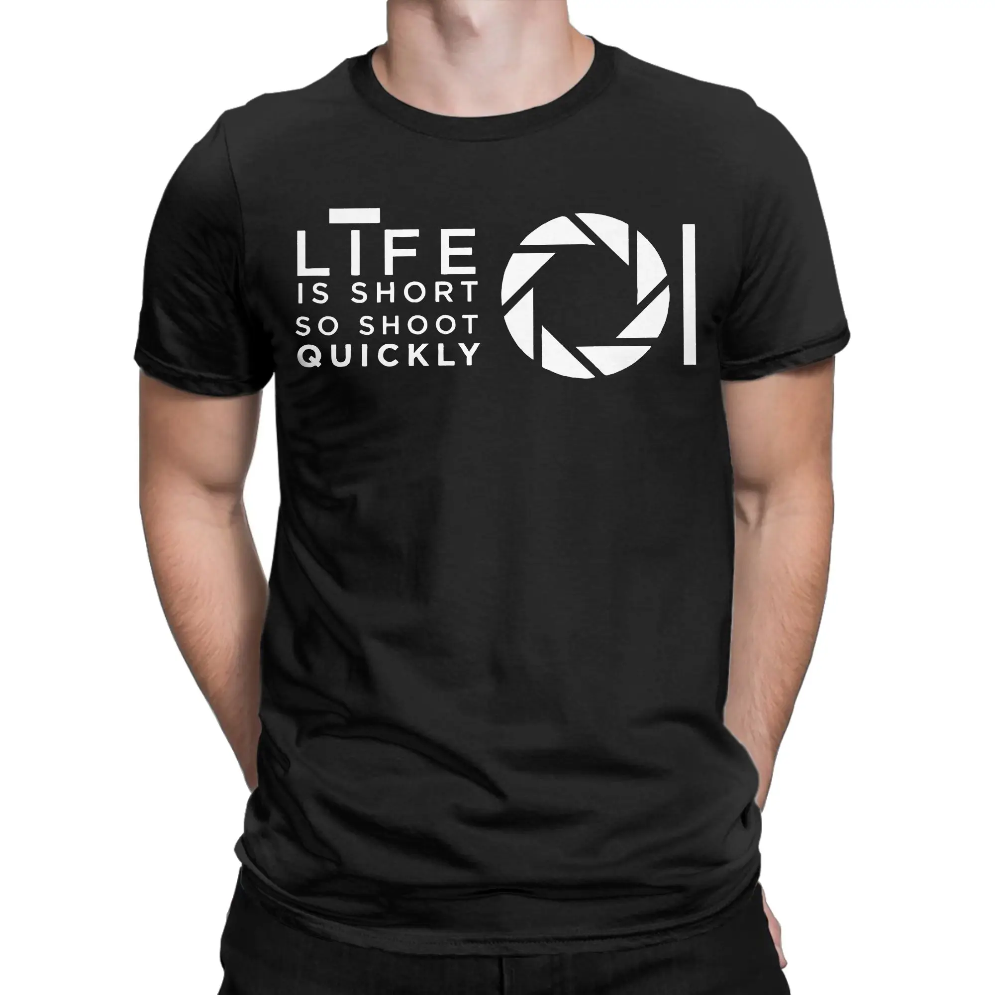 Life Is Short So Shoot Quickly T Shirt Men Women Cotton Casual T-Shirt O Neck Photographer Tees Short Sleeve Clothes Plus Size