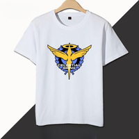 Official GUNDAM 00 White Cotton Tee Men's CELESTIAL BEING Gold Emblem with Olive Branches & Haotiger Brand​