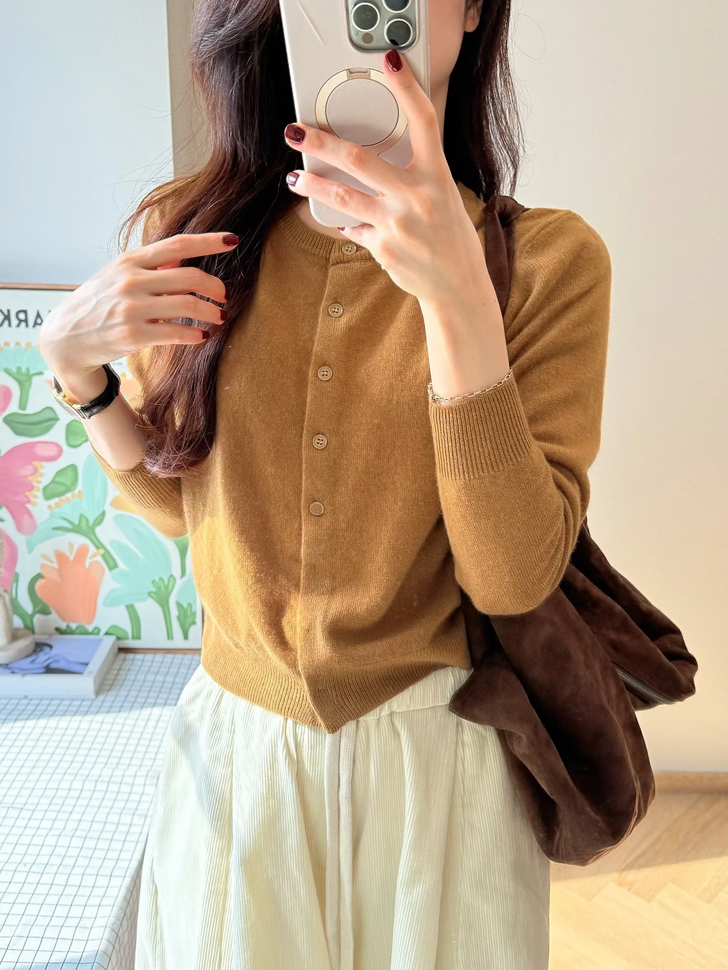 

WENDY00 Casual Woolen Knitted Cardigan Women's Faion Slimming Autumn Winter New Sle All-Match Leisure Long Sve Coat