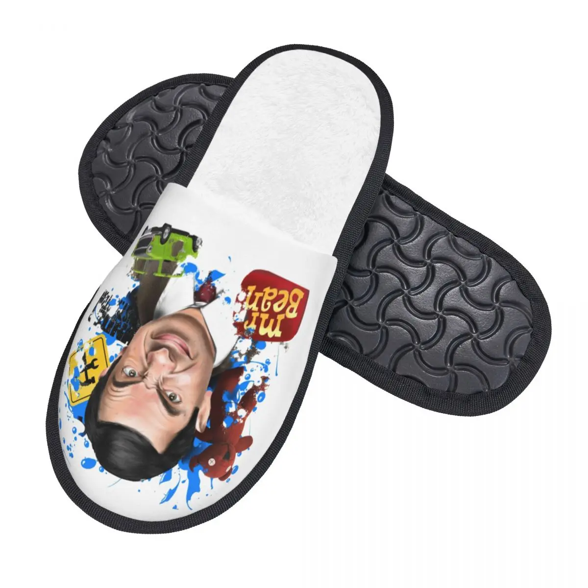 Custom Mr Bean Artwork Fans Guest Slippers for Spa Women Humor Comedian British Sitcom House Slipper