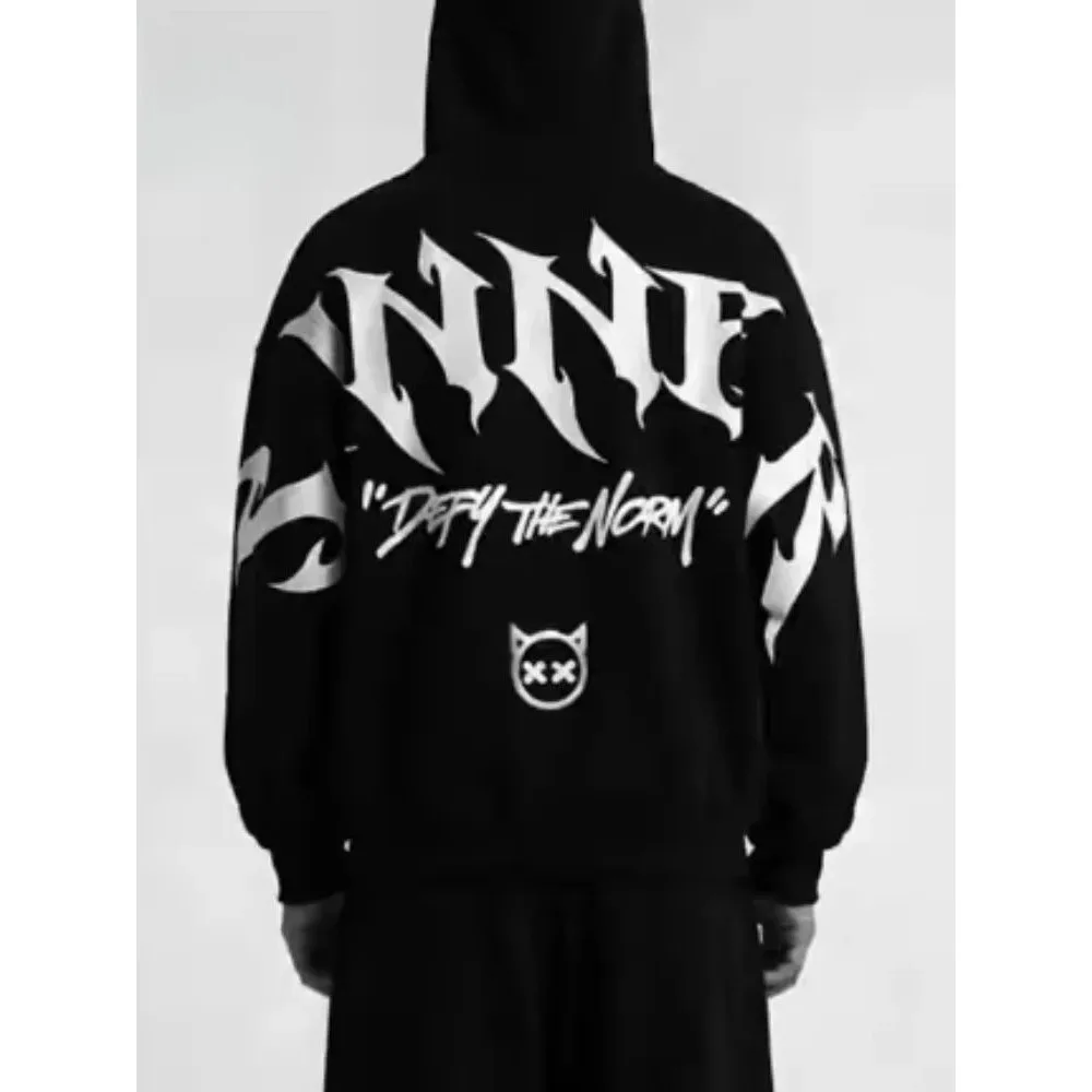 Autumn Gothic Sinner Letter Print Hoodie Fashion Streetwear Hooded Sweatshirt Y2K Punk Hip Hop Loose Pullover Tops for Men Women