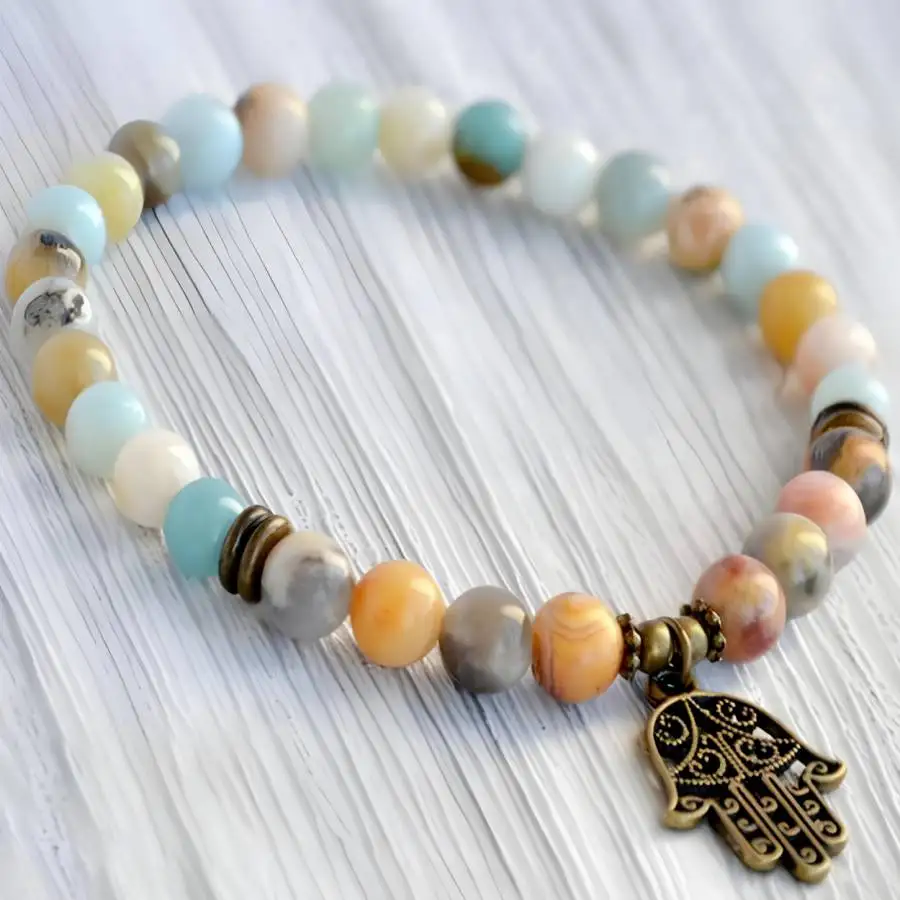 

6mm Amazoniteite Gemstone Mala Pendant Bracelet zazen Japa Hand Gemstone Sacred Tibetan Buddha Prayer Buddhist Yoga Zen Nirvana