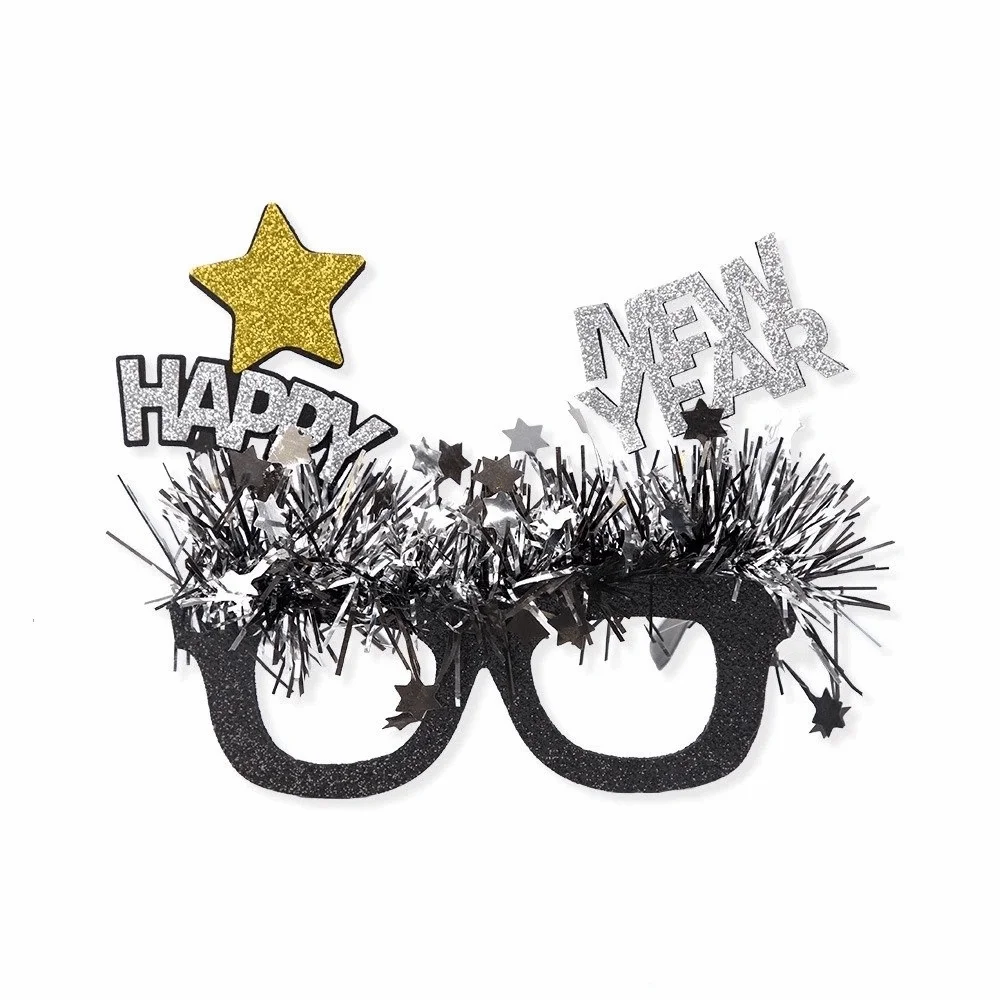 

Glitter 2026 New Year Glasses Letters and Numbers Cheers Star Happy New Year Glasses Sequin Creative New Year Decorative Glasses