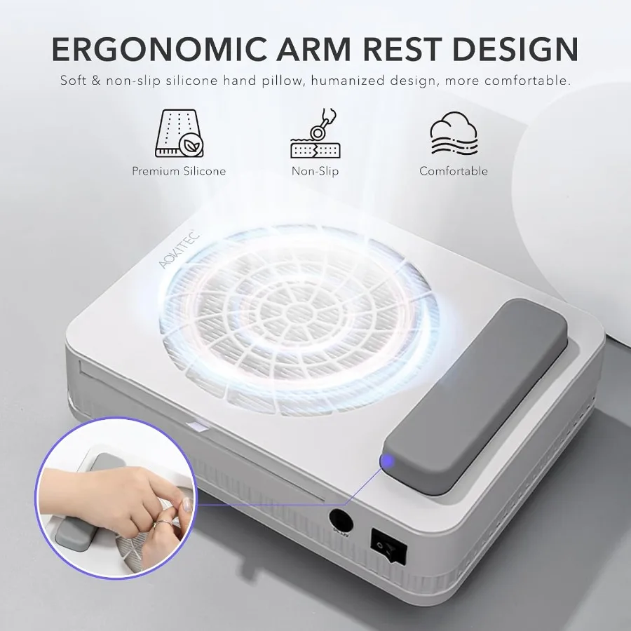 再利用可能なフィルター付きプロフェッショナルネイル集塵機: 48W DualUse 電動強力真空ファン集塵機 M