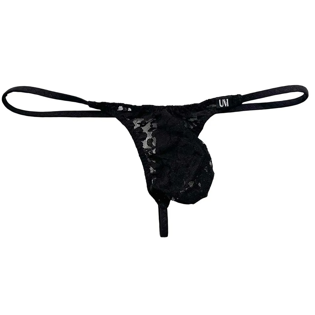 1pc Men Sexy Lace Mesh Sheer Sissy G-string Underwear Low Rise Gay Bulge Pouch Thong Hollow Out See Throught Briefs