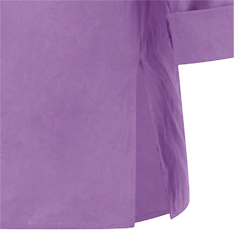 

AOAO-Women Linen Shirts V Neck 3/4 Sleeve Tops Loose Vacation Beach Solid Blouses Tunic Tops