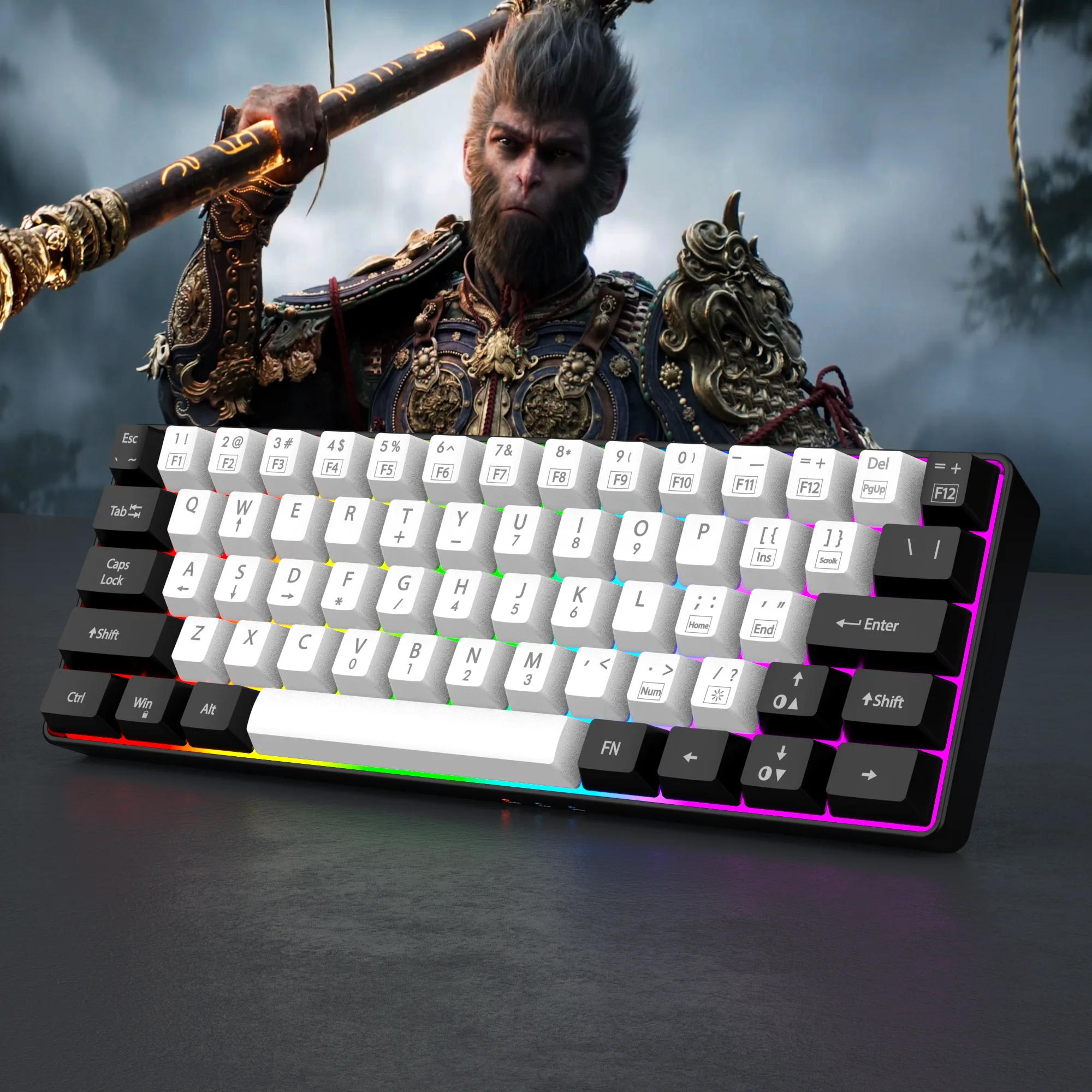 

60% wired gaming keypad, RGB backlit film gaming keyboard, ultra-compact mini waterproof keyboard, suitable for PC/Mac gamers an