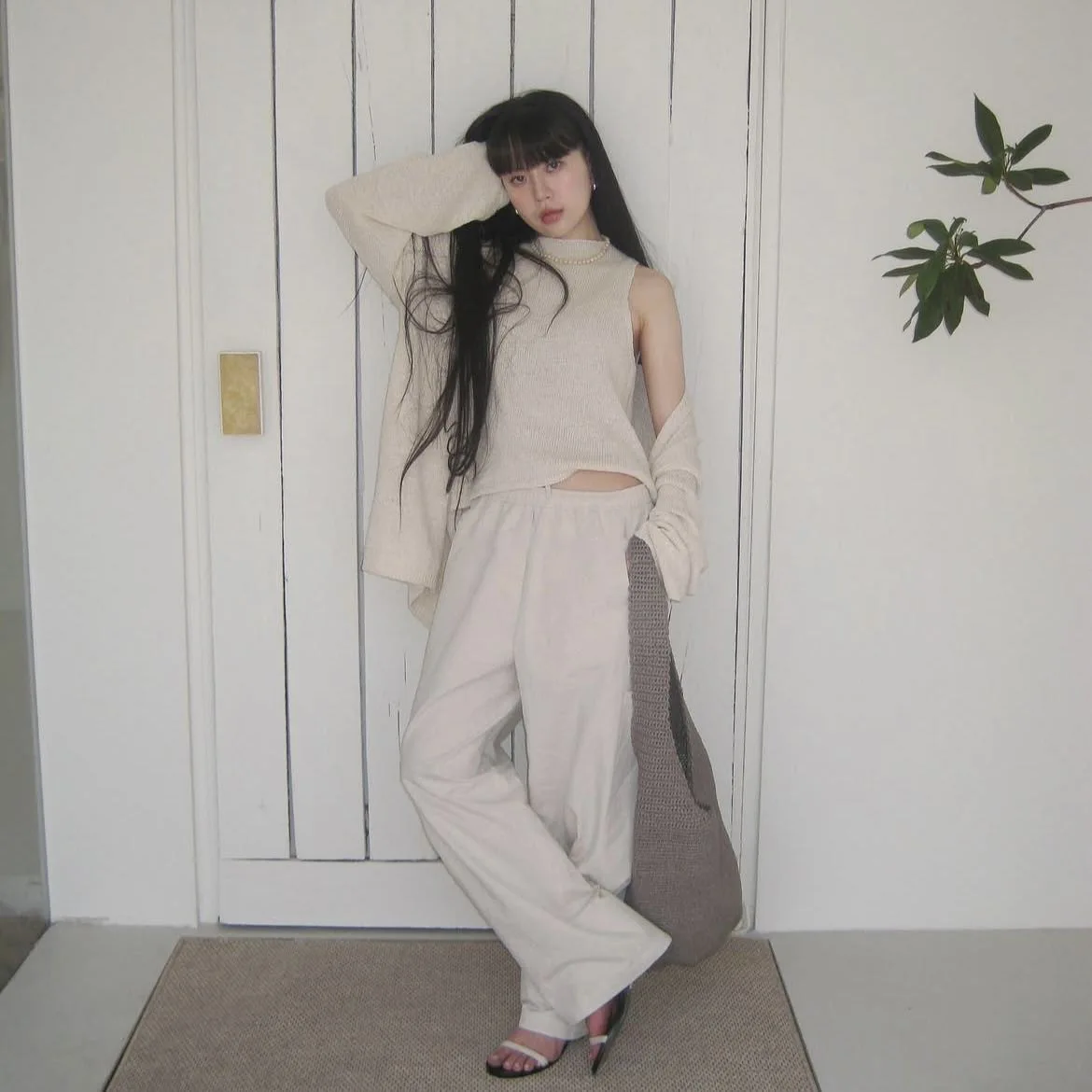 Moia design feminino casual algodão calças de linho cintura alta perna reta modelo fino com grandes kets outono novo sle