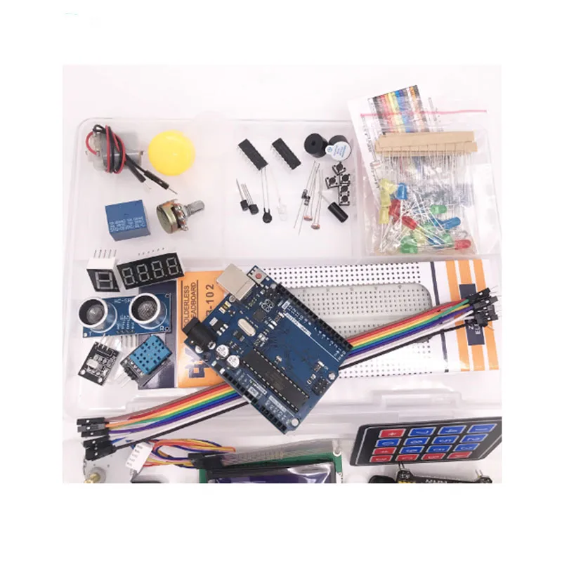 Kit Diy Kit Electronic For R3 With Retail Plastic Box Breadboard 1602 Display Motor And Fan For Programming Coding LED