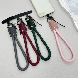 Premium Polyamide Braided Lanyard with Leather Accent, Nylon Wrist Strap, Outdoor Anti-Lost Keychain, Secure Phone Tether