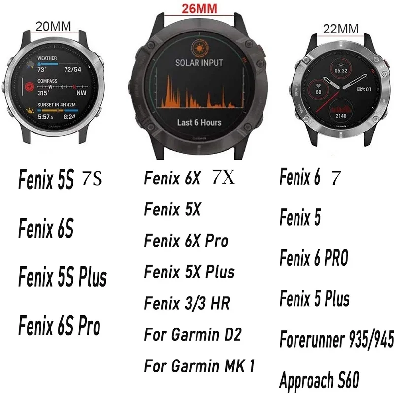 Pulseira de aço inoxidável Quick Release, Pulseira de relógio, Garmin Fenix 7X, 7, 6X, 6 Pro, 5X, 5, 5S, 3, 3HR, D2, 26, 22, 20mm