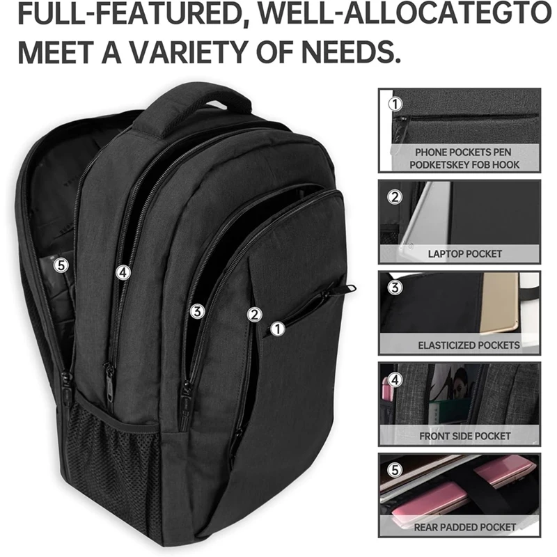 Large Travel Laptop Backpack, Business Anti Theft Slim Sturdy 18 Inch Laptops Waterproof Bag with USB Charging Port-A26I - view 3