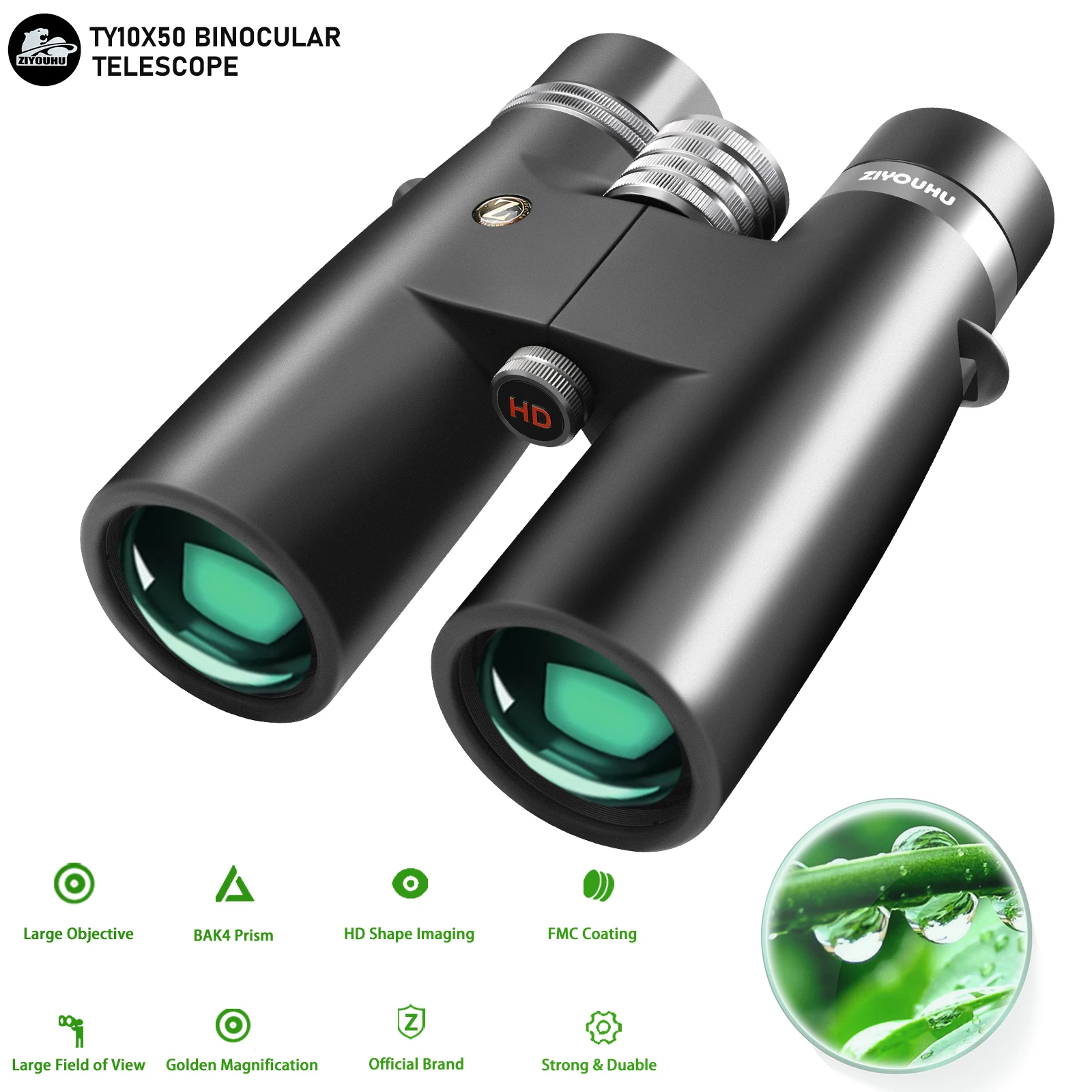 

ZIYOUHU TY10x50 HD 10x42 ED Telescope Binoculars FMC Coating 10x Magnification Large Field of View for Outdoor Camping Traveling