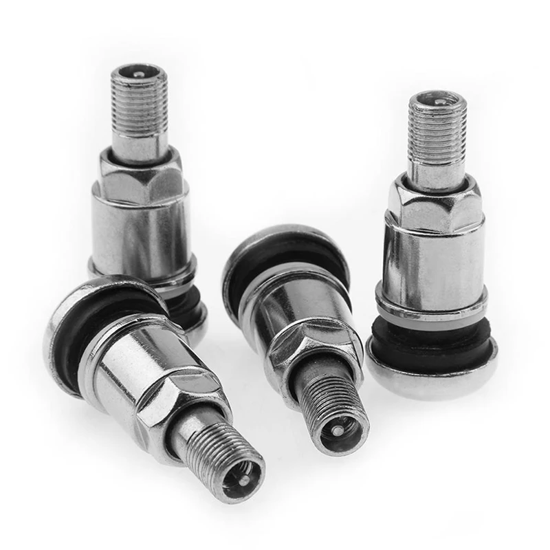 NEW 4Pcs Bolt-in Stainless Car Motorcycle Wheel Tyre Tire Valve Stems with Dust Caps