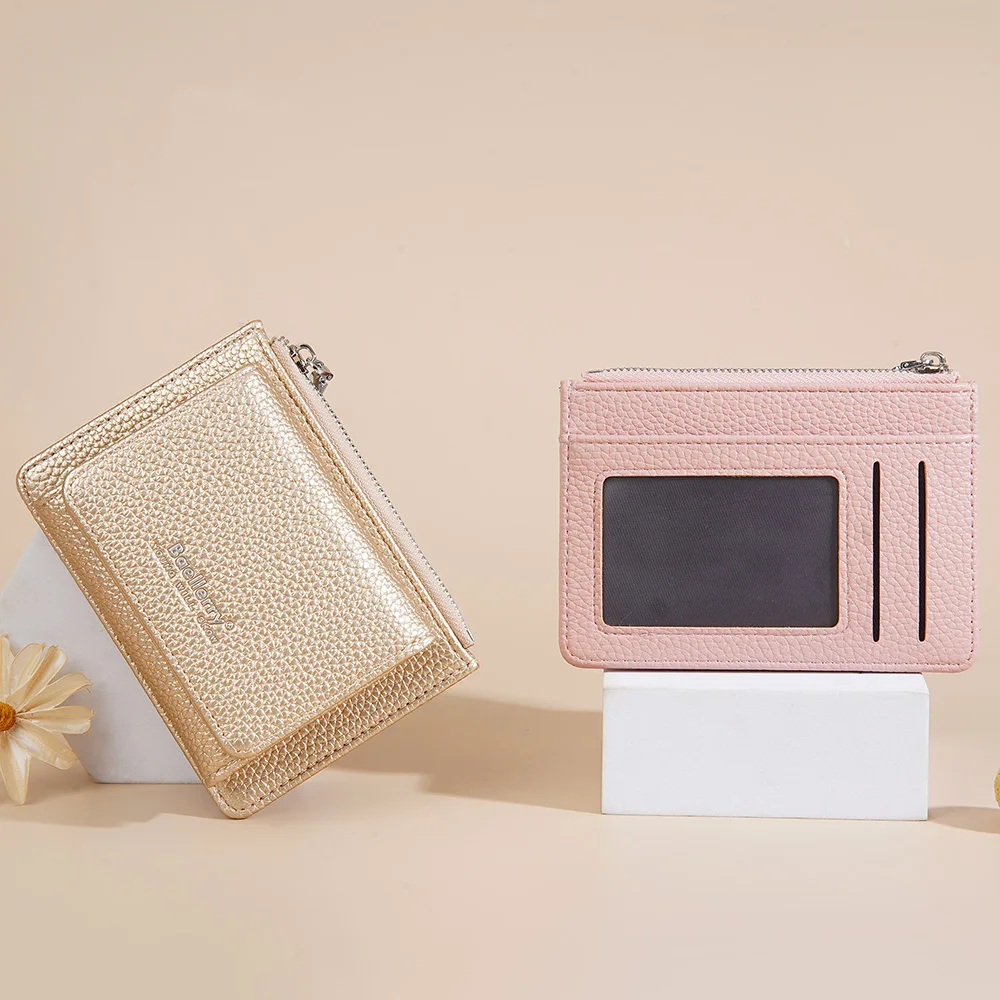 Portafoglio corto da donna in stile giapponese alla moda Portamonete con cerniera Porta carte a tre ante in pelle PU Portafogli piccoli arancione verde per donna