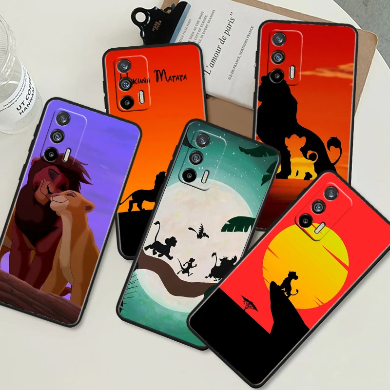 Disney The L-Lion King Black Phone Case For OPPO Realme 10 C2 3 11 20 21 31 30 33 35 55 X2 GT Pro Plus Master Shell Cover Capa