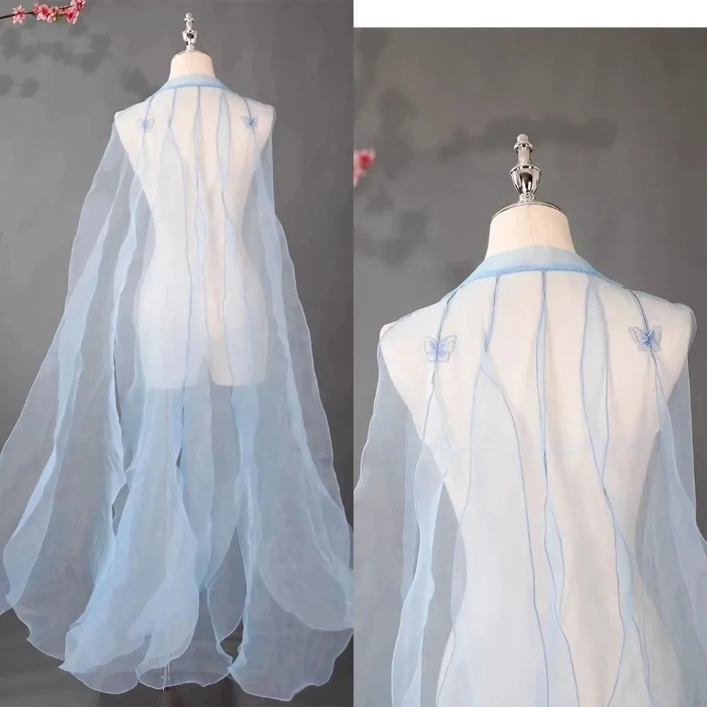 

Organza Ancient-style Cloak with Shoulder Strap Dance Costume Party Long Shawl Chinese Style Fairy Dance Wear Flowy Cape